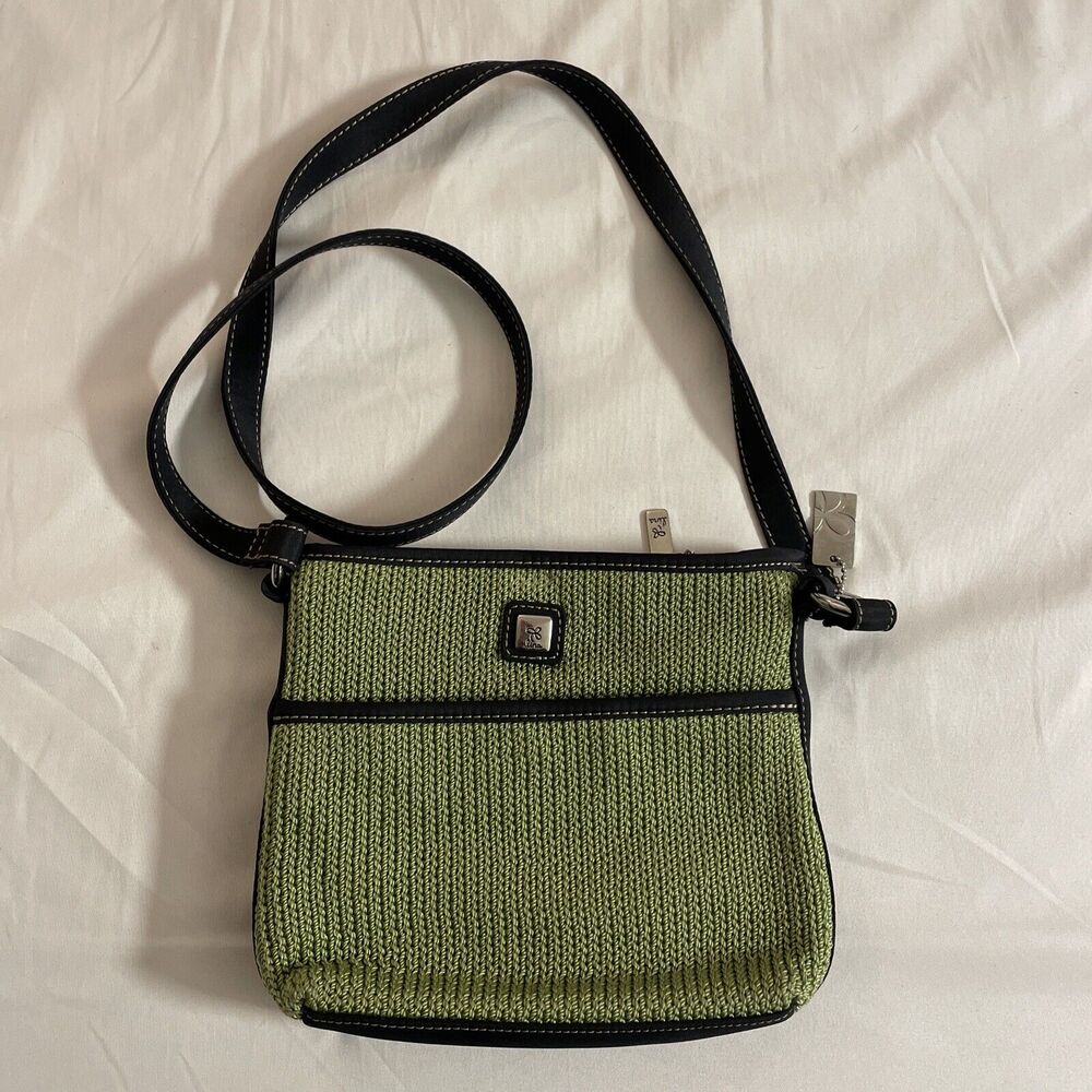 Lina Handbag Women Small Green Crochet Purse‎ Shoulder Bag Navy Trim
